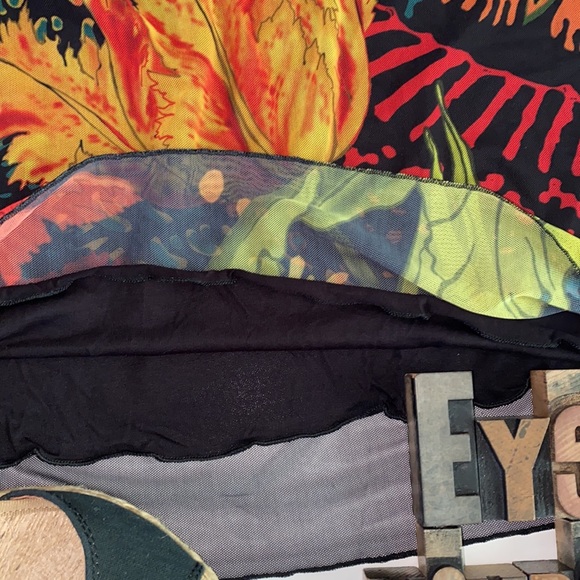 DESIGUAL by LACROIX FLORECILLA Black Mesh Floral Print Dress - Picture 16 of 16